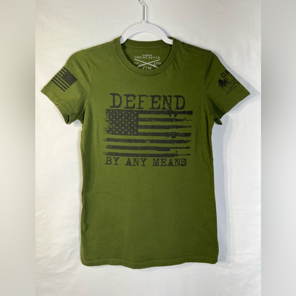 Women’s Slim Fit Size L Olive Grunt Style US 1776 Short Sleeve T Shirt